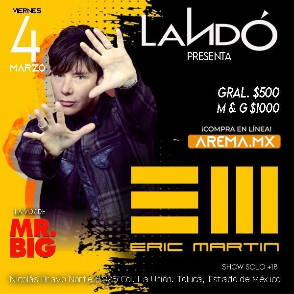ERIC MARTIN En Toluca AREMA Ticket
