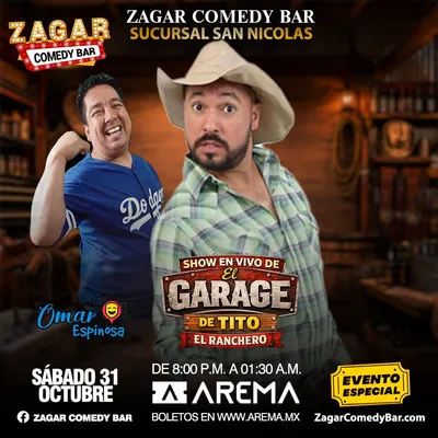 Flyer de Tito el Ranchero en Zagar Comedy Bar San Nicolas
