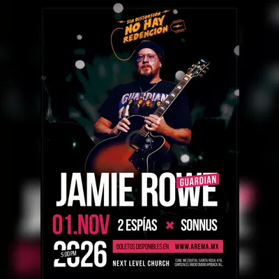 Flyer de Sin Distorsión no hay Redención 2026 con Jamie Rowe en Apodaca