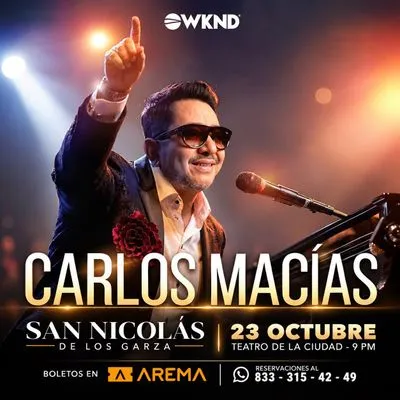 Flyer de Carlos Macias en San Nicolás
