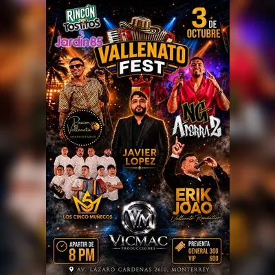 Flyer de Vallenato Fest en Monterrey