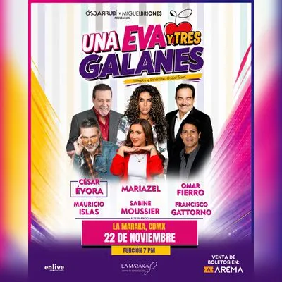 Flyer de Una Eva y Tres Galanes en CDMX