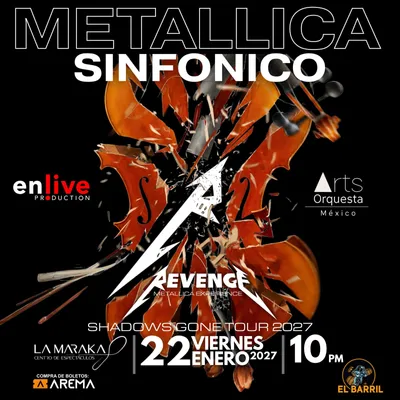 Flyer de Metallica Sinfonico en La Maraka