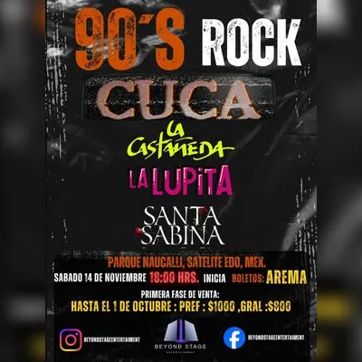 Flyer de 90's Rock Tour en Satelite