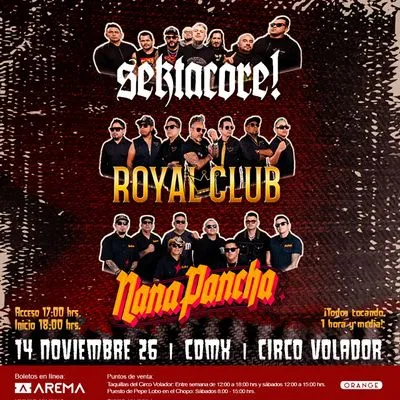 Flyer de SEKTA CORE • ROYAL CLUB • NANA PANCHA EN CIRCO VOLADOR