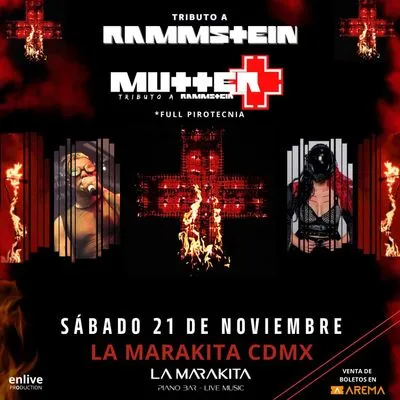 Flyer de Mutter tributo a Rammstein en CDMX