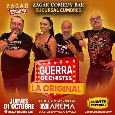 Flyer de Guerra de chistes La Original en Zagar Comedy Bar Cumbres