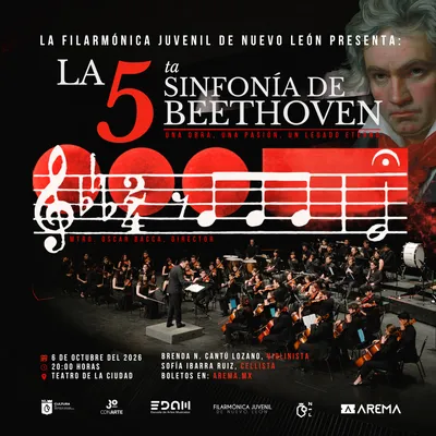 Flyer de La 5ta Sinfonía de Beethoven en Monterrey