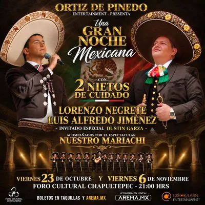Flyer de Lorenzo Negrete y Luis Alfredo Jimenez - 2 Nietos de Cuidado