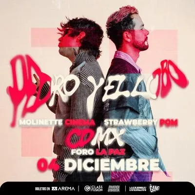 Flyer de Pedro y El Lobo, Molinete Cinema y Strawberry Pom en CDMX