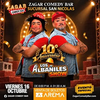 Flyer de Los Albañiles Show Zagar Comedy Bar San en Nicolas