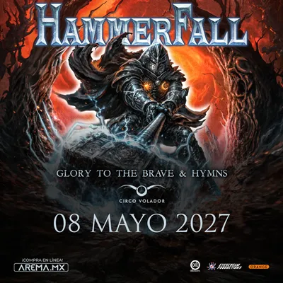 Flyer de Hammerfall - Glory to the brave and hyms en CDMX