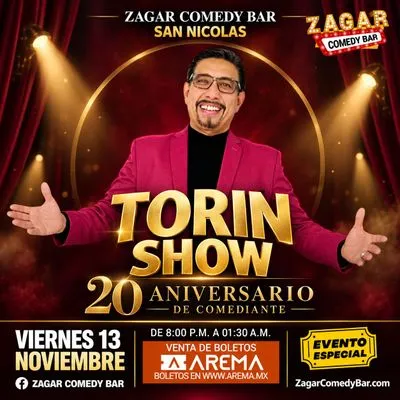 Flyer de Torin Show en Zagar Comedy Bar San Nicolás