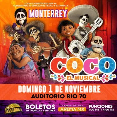Flyer de Coco El musical en Monterrey