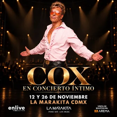Flyer de Cox en Concierto Intimo en La Marakita