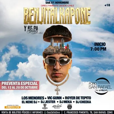Flyer de BENJITALKAPONE Tour "Y KE PA" en CDMX