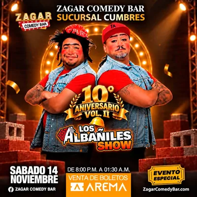 Flyer de Los Albañiles show en Zagar Comedy Bar Cumbres